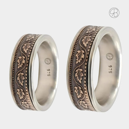 Paar Ringe mit original kanadischer 1-Cent-Münze, Sterling Silber, perfekte Geschenke für Paare, kostenlose Gravur