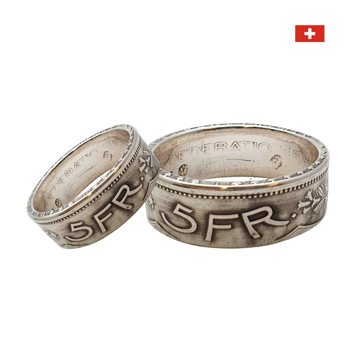 Handgefertigter Silber-Partnering, Unikat mit Gravur