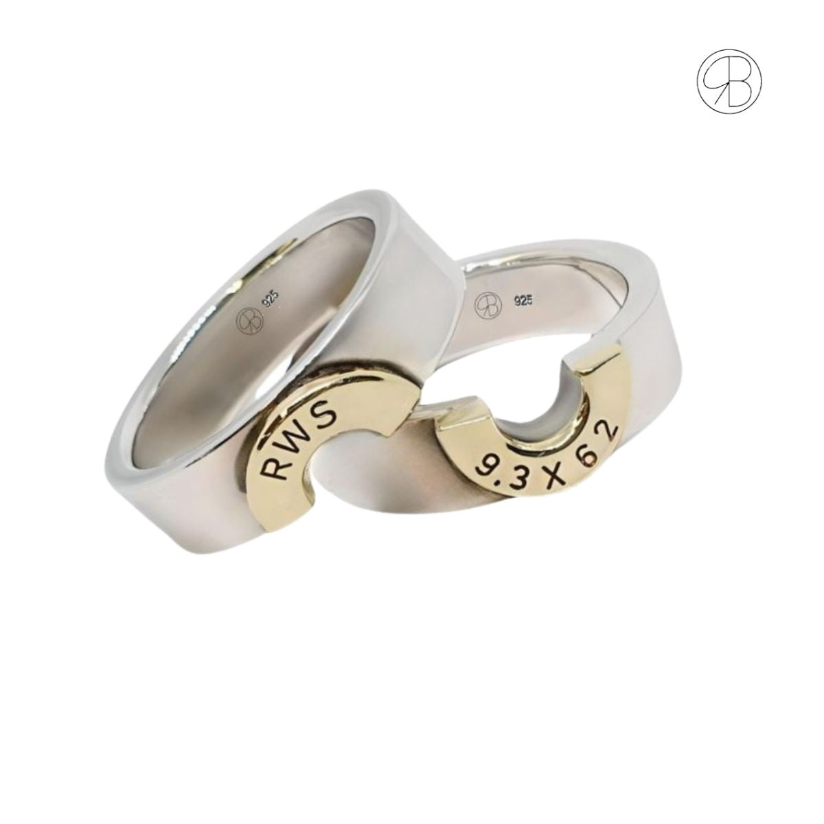 Personalisierte Silberringe mit vergoldeter Patronenhülse – symbolische Handarbeit für Liebe, Partnerschaft und besondere Geschenke.