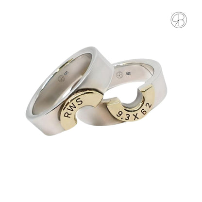 Personalisierte Silberringe mit vergoldeter Patronenhülse – symbolische Handarbeit für Liebe, Partnerschaft und besondere Geschenke.