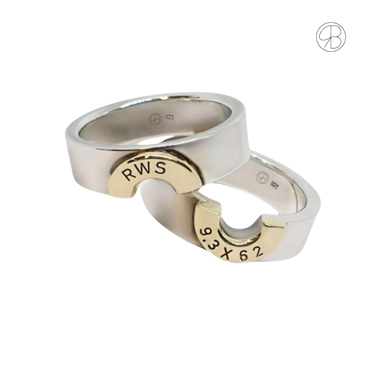 Einzigartige Silberringe mit vergoldeter Patronenhülse – individuell gravierbare Eheringe und Freundschaftsringe.