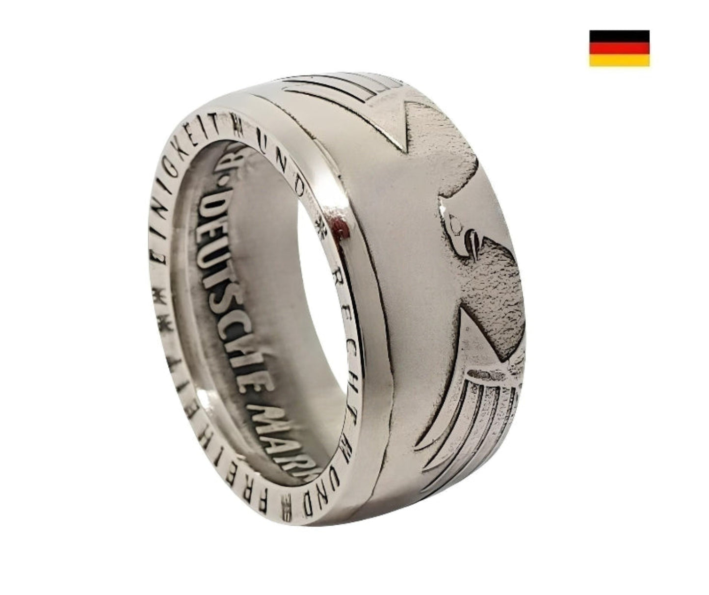 5 DM Münzring mit Wunschjahrgang 1974 - 2001 handgefertigt - Detailansicht deutsche Silbermünze dieringmacher
