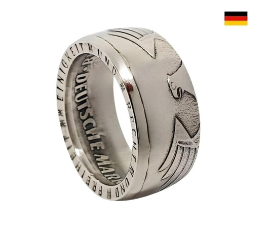 5 DM Münzring mit Wunschjahrgang 1974 - 2001 handgefertigt - Detailansicht deutsche Silbermünze dieringmacher
