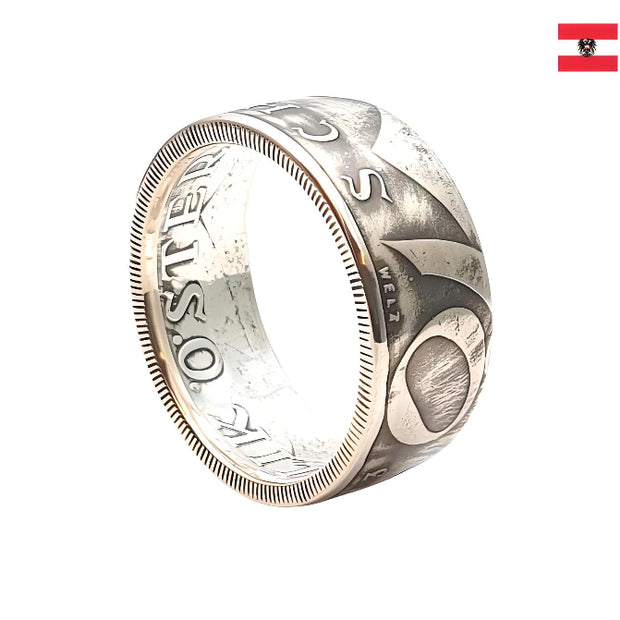 Handgefertigter Münzring aus 10 Schilling Österreich - 640 Silber mit Gravurmöglichkeit
