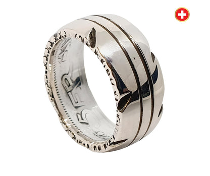 Schweizer Franken Münzring aus Silber als besonderer Ring für Hochzeit oder Verlobung