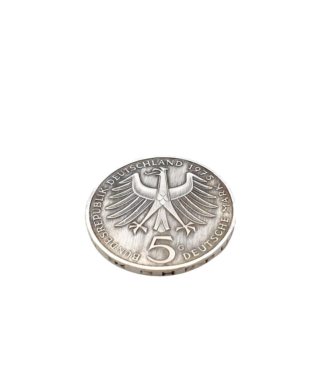 Albert Schweitzer Münze Gesamtansicht - 625er Silber Ring handgefertigt