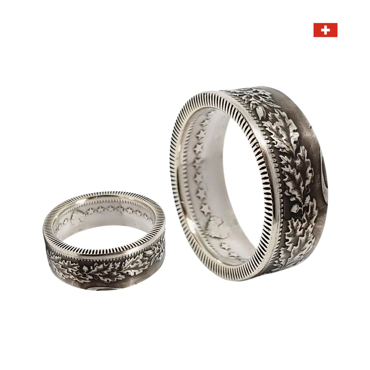 2-Franken-Silberring Schweiz – Partner- und Ehering mit historischer Prägung.