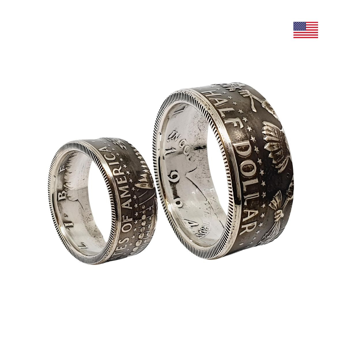 900er Silberring aus original JFK 1964 Münze – ideal als Verlobungs-, Hochzeits- oder Freundschaftsring.