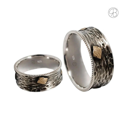 Silberringe mit Goldakzent – handgefertigt, gravierbar