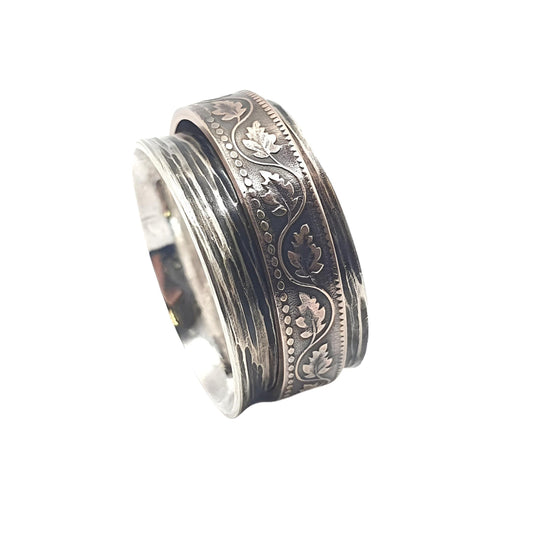 Drehring Spinningring aus kanadischer Münze, 925 Silber, Wellness-Ring, handgefertigt