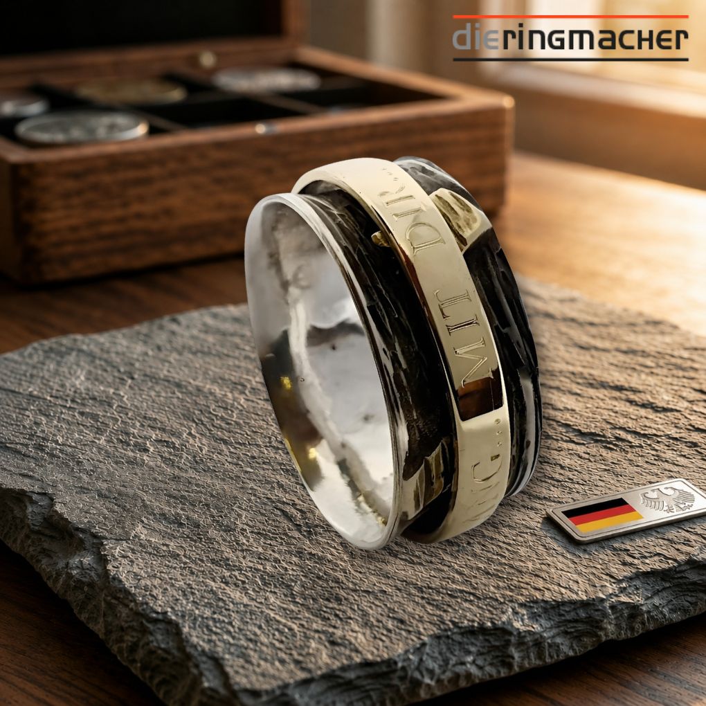 Handgefertigter 925-Silber-Drehring – beweglicher Designer-Fidget-Ring zur Entspannung, Stressreduktion und Förderung der Konzentration.